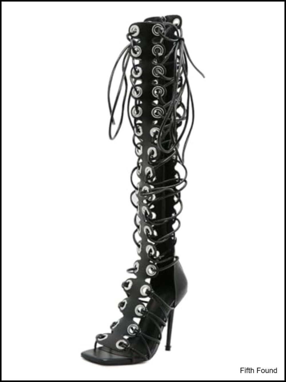 Peep Toe Lace Up High Heeled Gladiator Sandals Over The Knee Bootie with Zipper